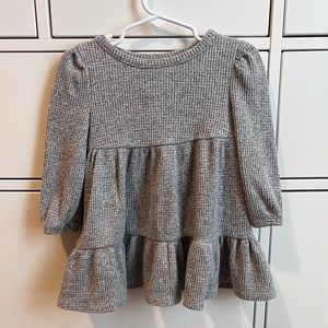 Waffle long sleeve tiered dress